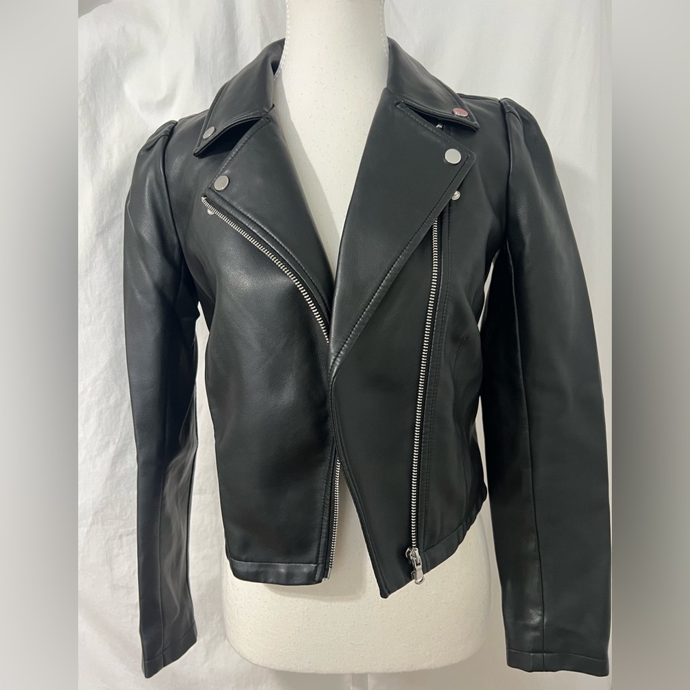 Dynamite Black Leather Biker Jacket